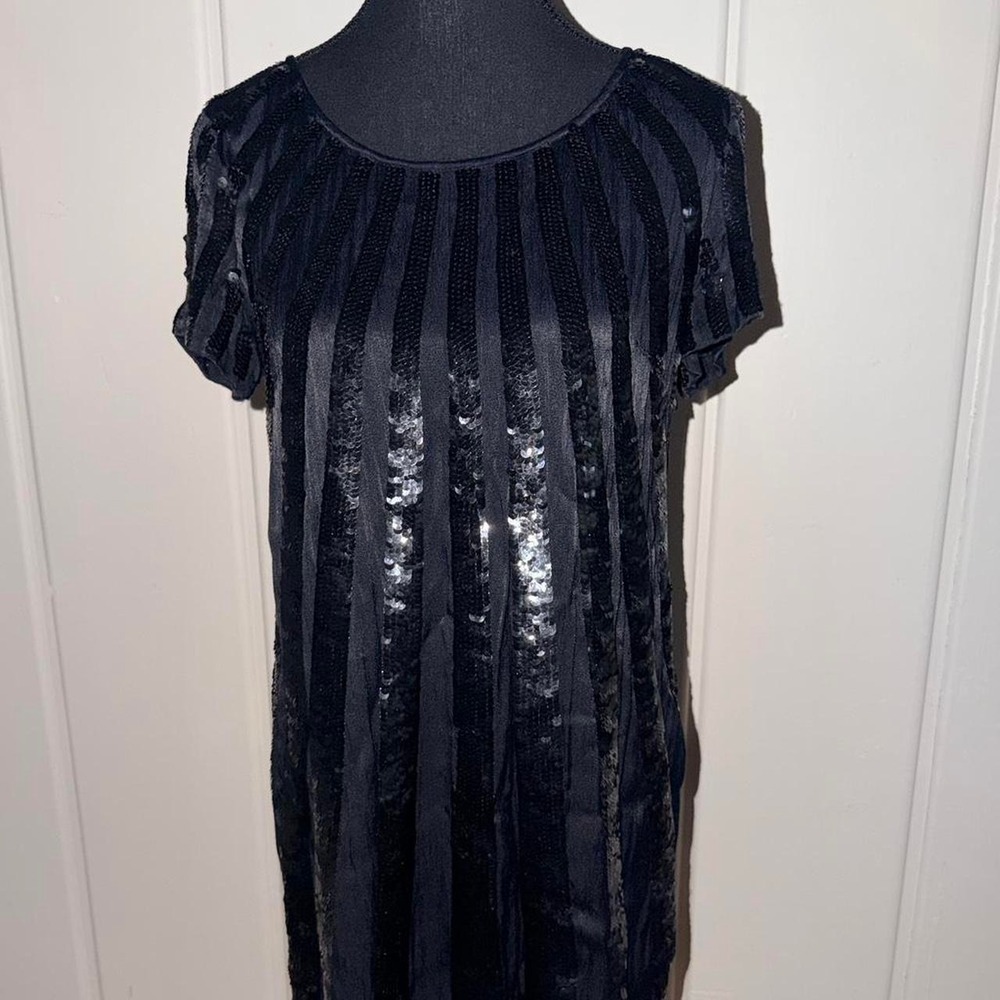 Y2K French Connection black sequin mini dress alt party glam